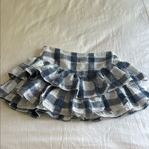 Blue and White Bubble Mini Skirt with Ruffled Tiers